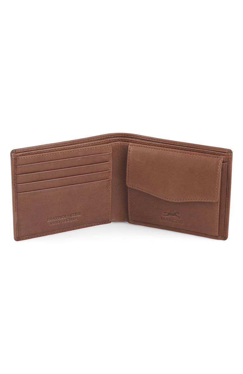 Mancini RFID Leather Billfold Wallet, Alternate, color, Brown