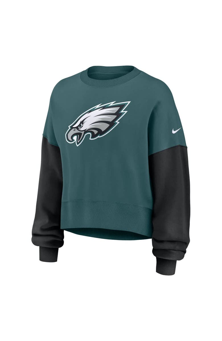 Nike Women's Nike Midnight Green Philadelphia Eagles Oversized Color-Block Pullover Sweatshirt, Alternate, color,