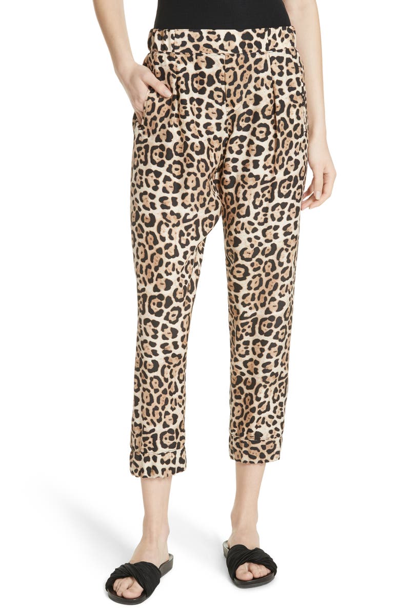 ATM Anthony Thomas Melillo Leopard Print Silk Pants, Main, color,