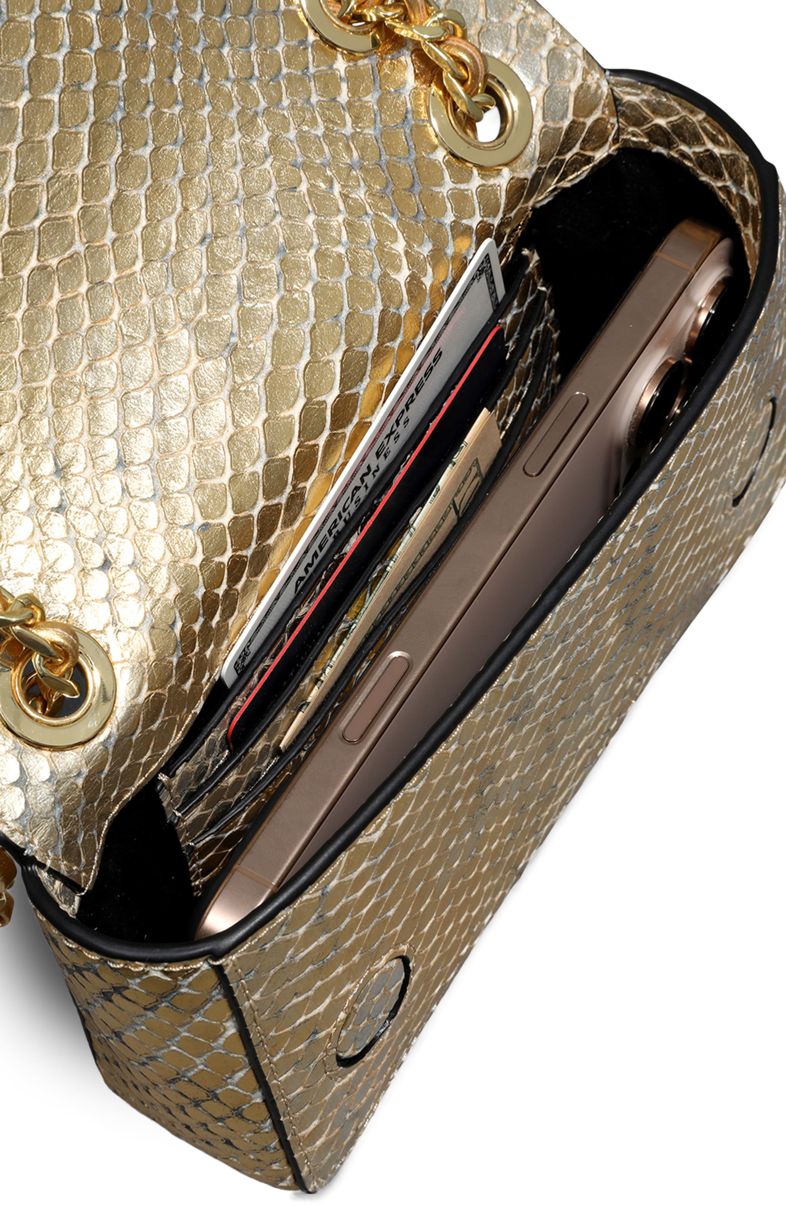 Mini Bella Python Embossed Leather Clutch, Alternate, color, GOLD PYTHON