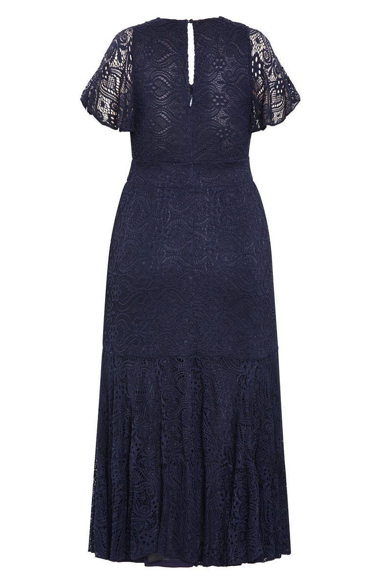 City Chic Margo Lace Maxi Dress, Alternate, color, Navy