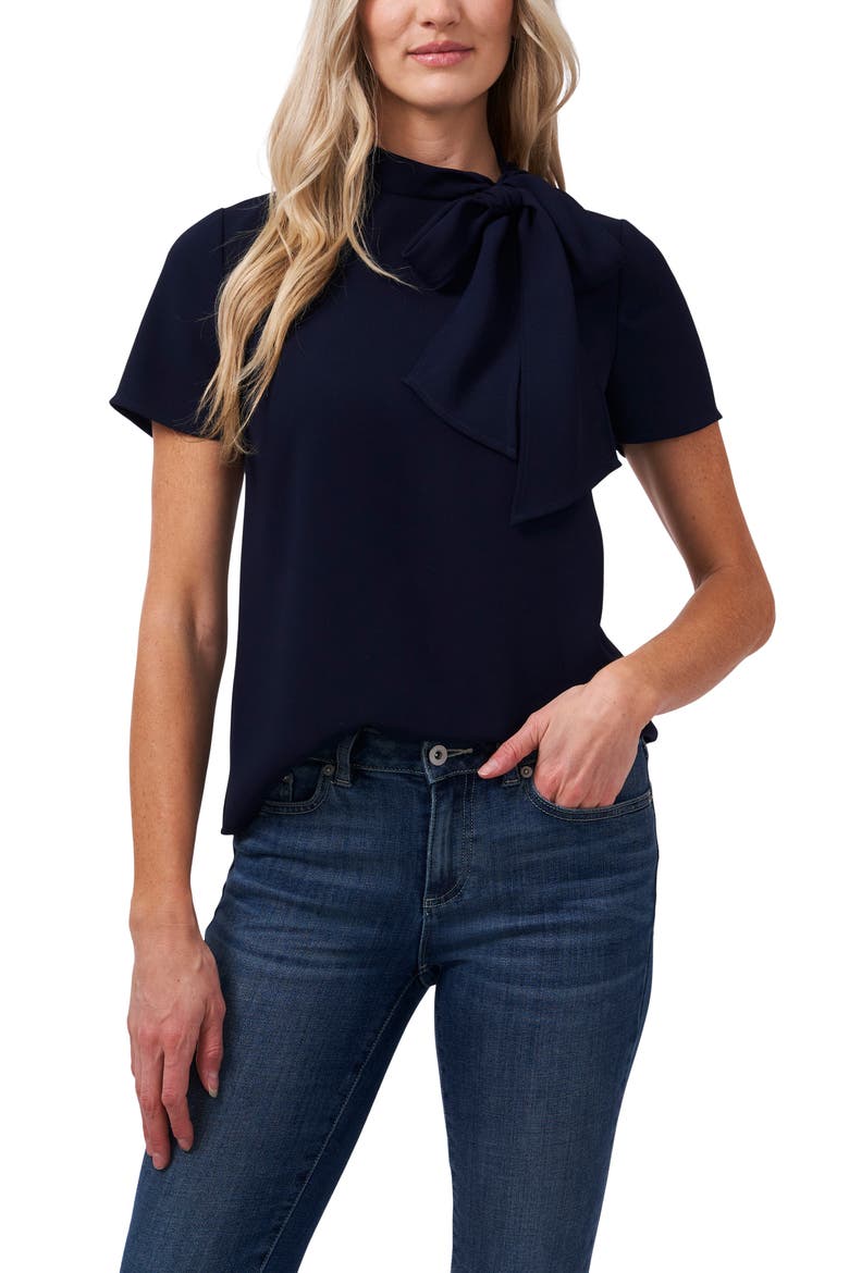 Mock Neck with Bow Top, Main, color, CLASSIC NAVY