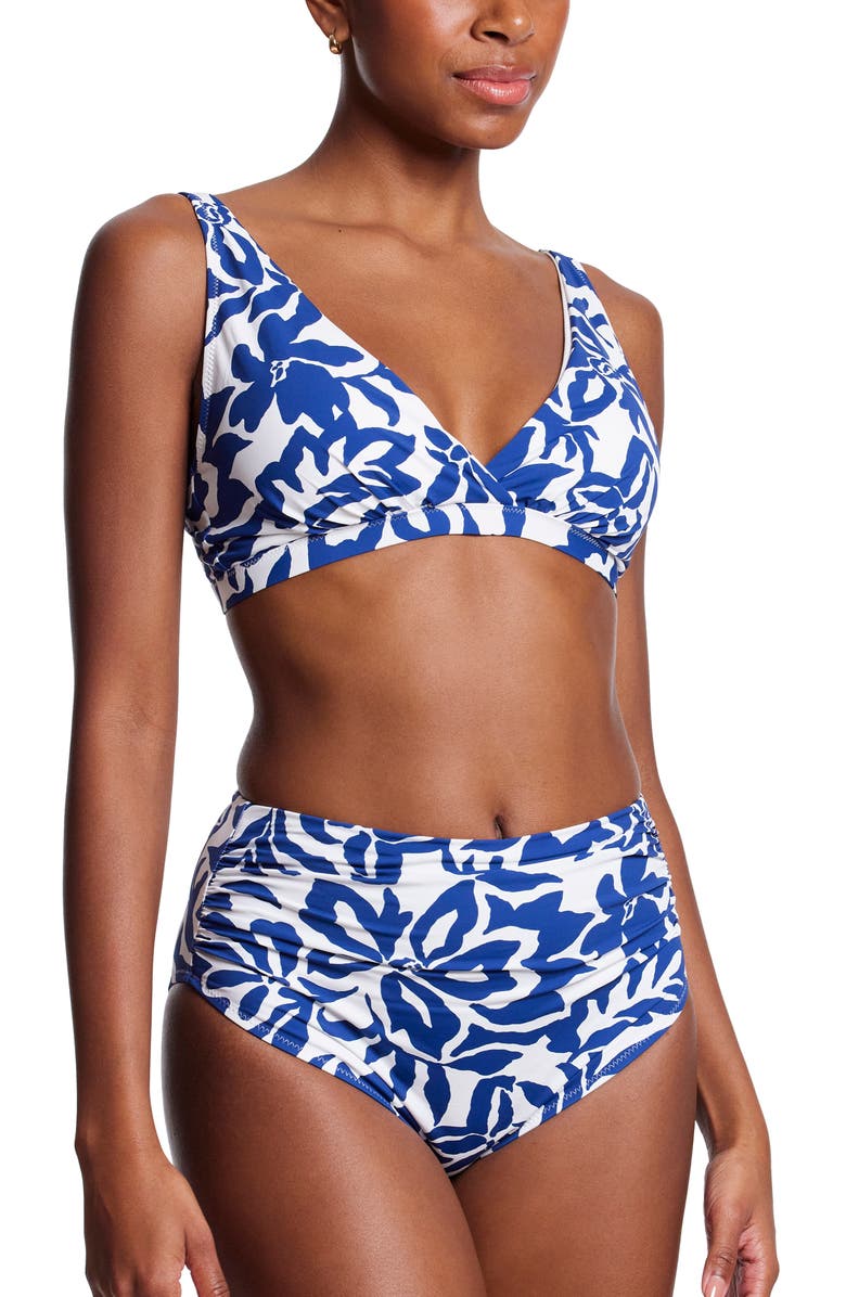 Hanky Panky Ruched High Waist Bikini Bottoms, Alternate, color, Poolside Print