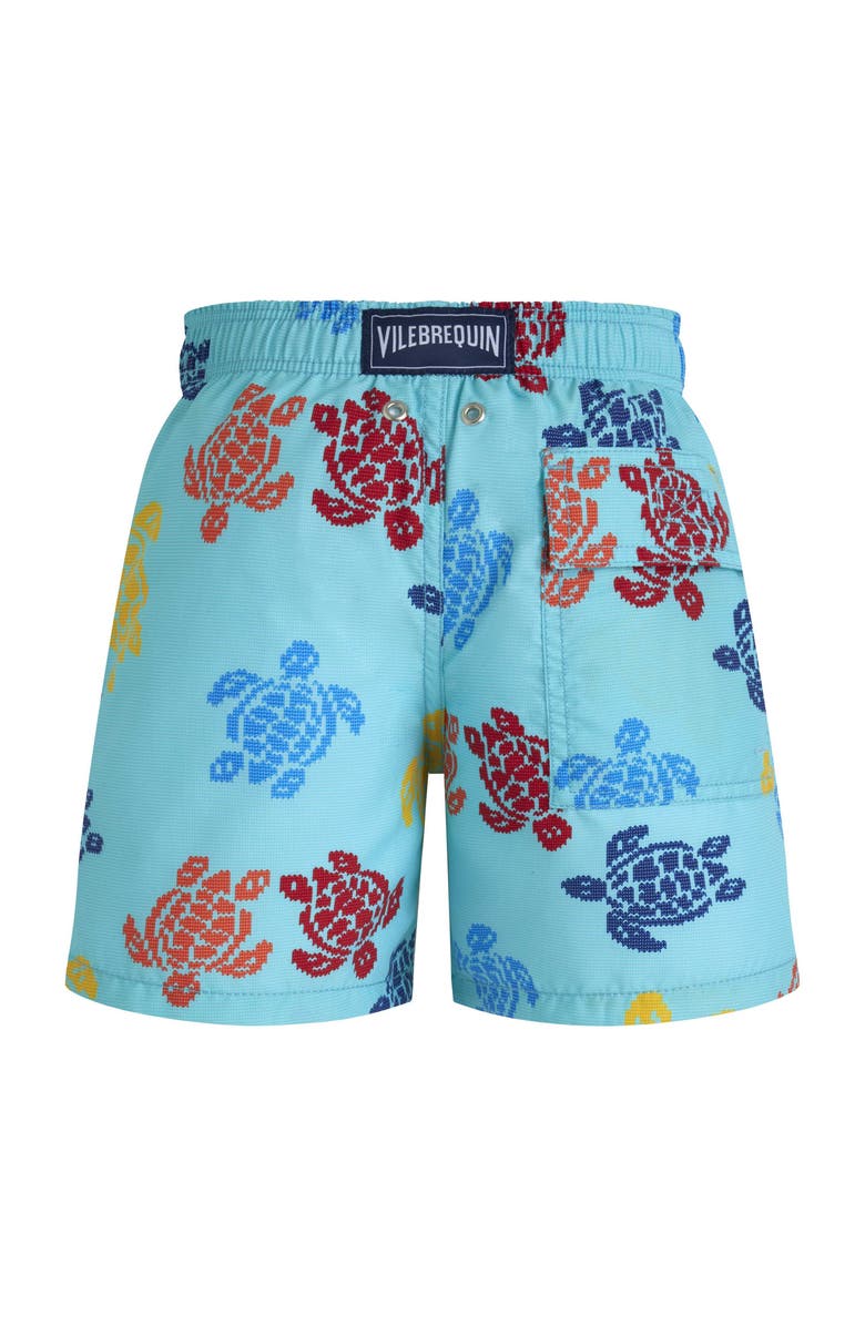 Vilebrequin Kids' Ronde Des Tortues Tricot Swim Shorts, Alternate, color, Bleu Lazuli