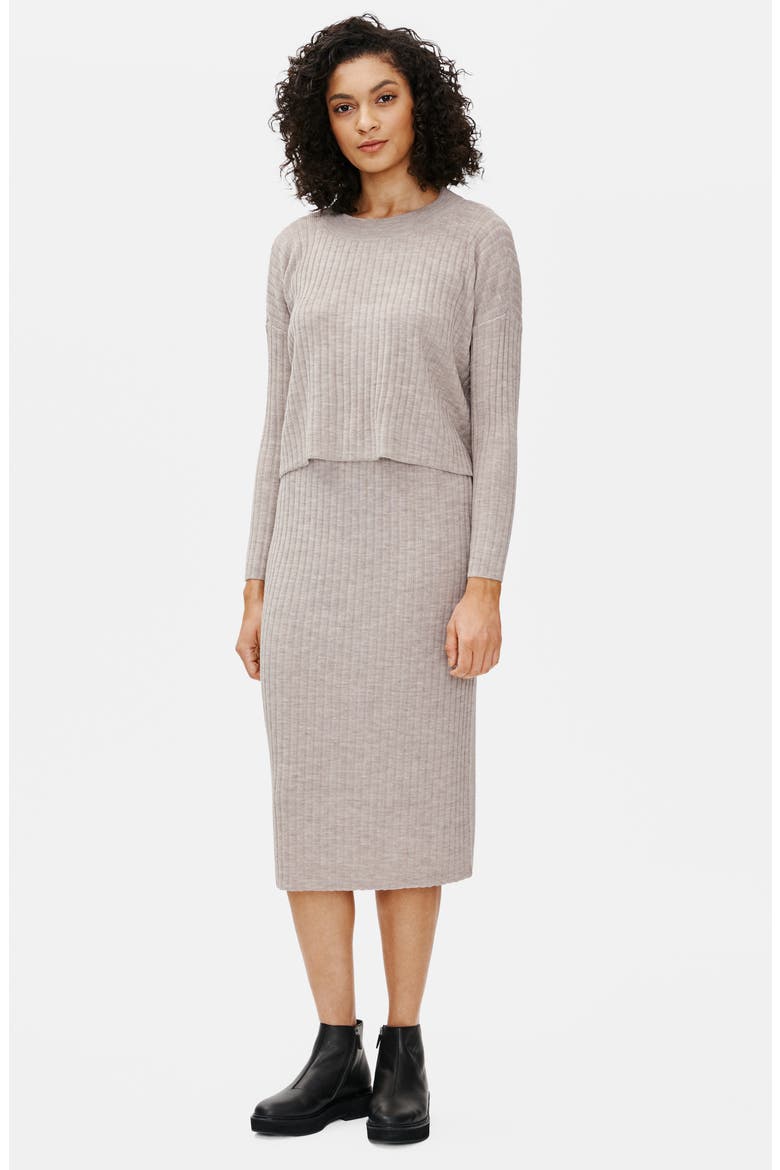 Merino Wool Ribbed Pencil Skirt, Alternate, color, MPOAT