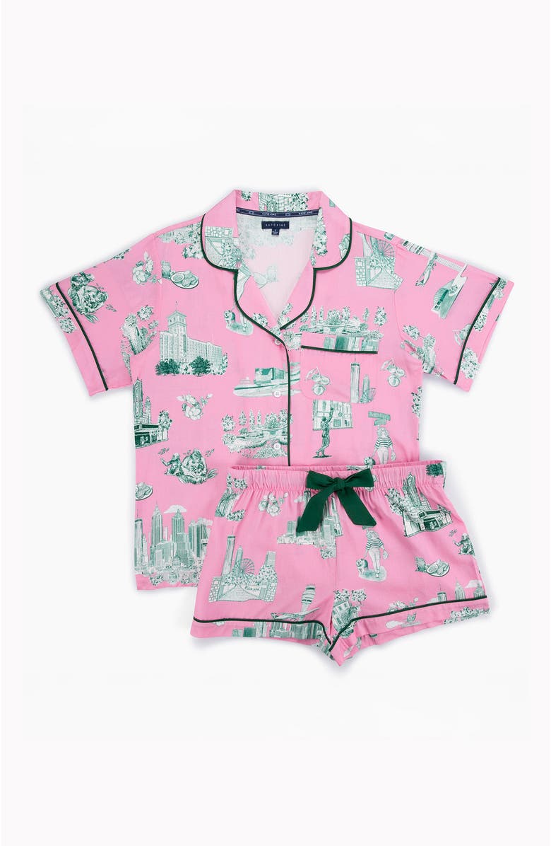 Katie Kime Atlanta Toile  Shorts Set, Alternate, color, Pink