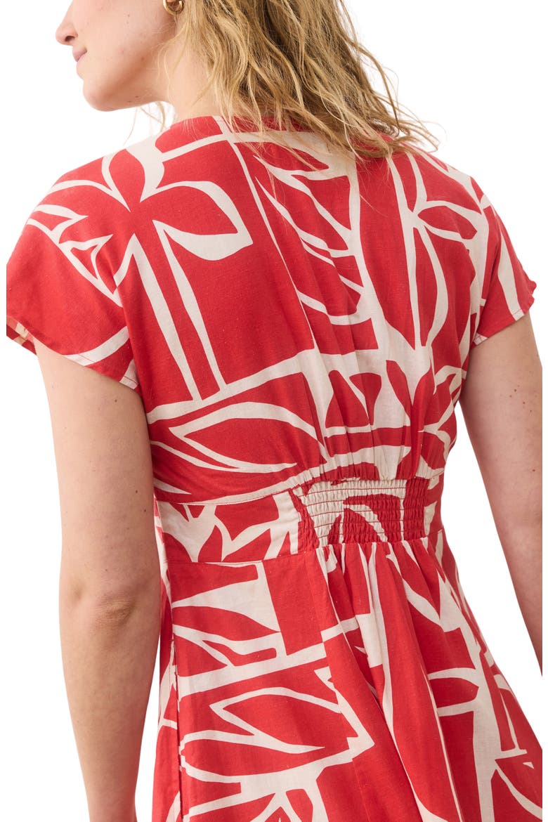 Camila Print Button Front Hemp Blend Minidress, Alternate, color, SUNSET MOSAIC