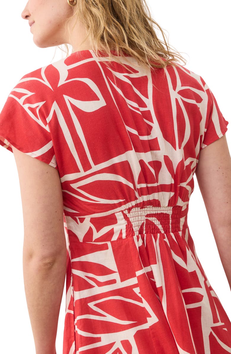 Marine Layer Camila Print Button Front Hemp Blend Minidress, Main, color, 