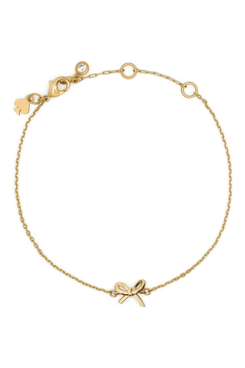 mini bow pendant bracelet, Main, color, GOLD