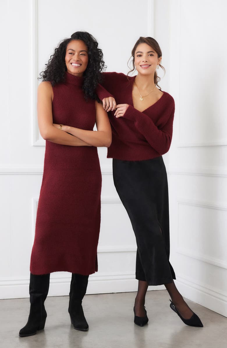 Karen Kane Chelsea Faux Suede Midi Skirt, Alternate, color, Black