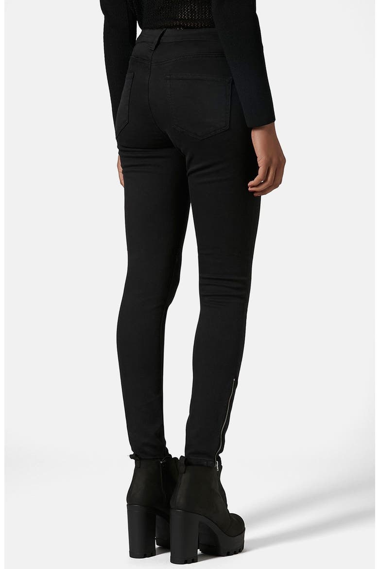 Moto 'Jamie' Ankle Zip Skinny Jeans, Alternate, color, BLACK