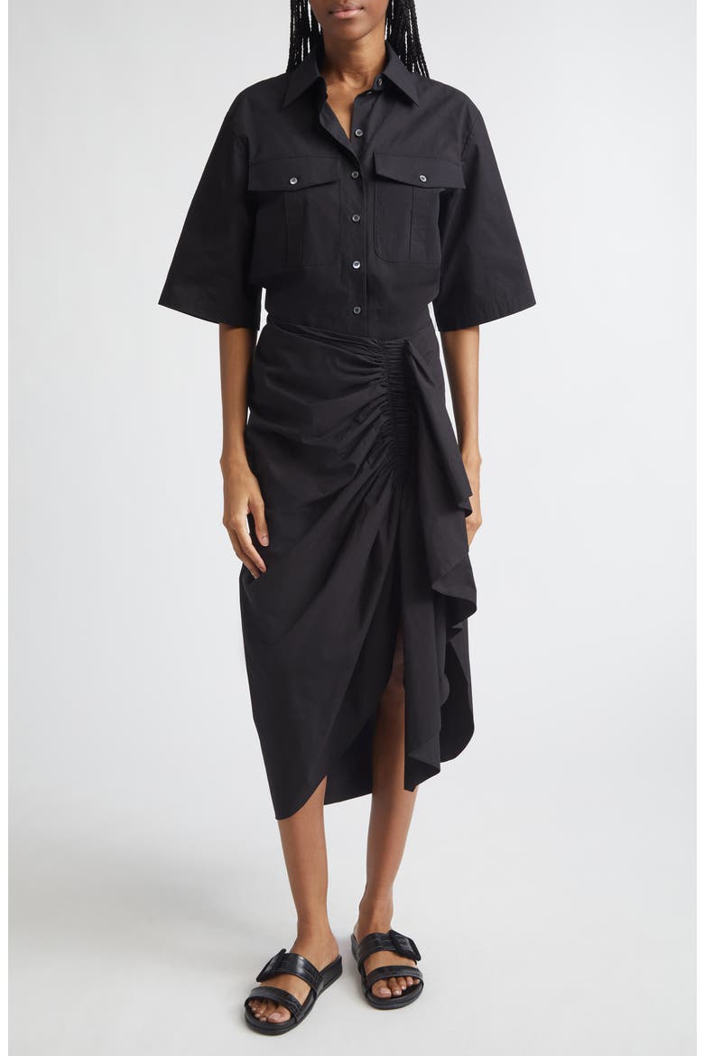 Safari Washed Cotton Poplin Camp Shirt, Alternate, color, BLACK