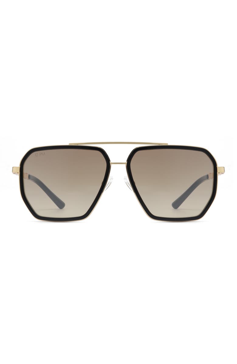 12PM STUDIOS Lagos Metal Sunglasses, Main, color, Black/Brown