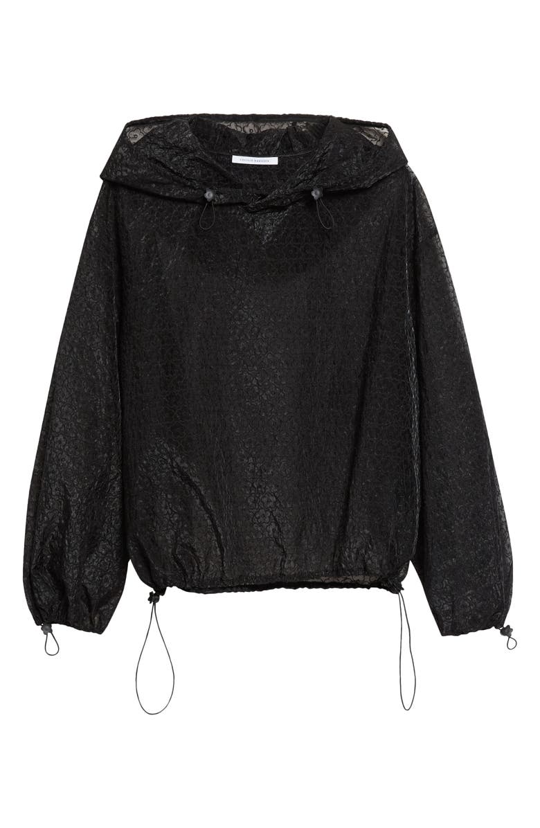 Cecilie Bahnsen Shila Windflower Embroidered Sheer Organza Hoodie, Alternate, color, Black