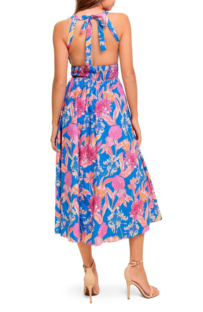 FLYING TOMATO Halter Midi Dress, Alternate, color, Blue Pink