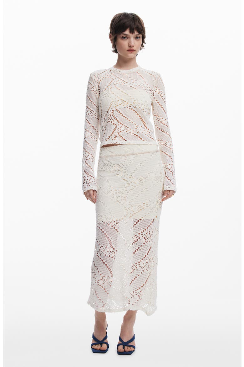Open Stitch Knit Skirt, Alternate, color, LIGHT BEIGE