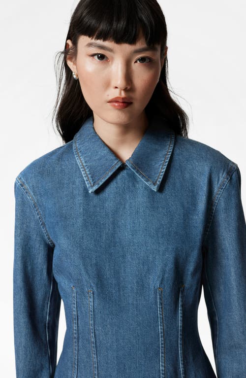 & Other Stories Long Sleeve Denim Minidress In Blue Medium Dusty