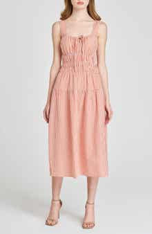 WAYF x Styled by COCO! Nina Smock Waist Seersucker Midi Dress