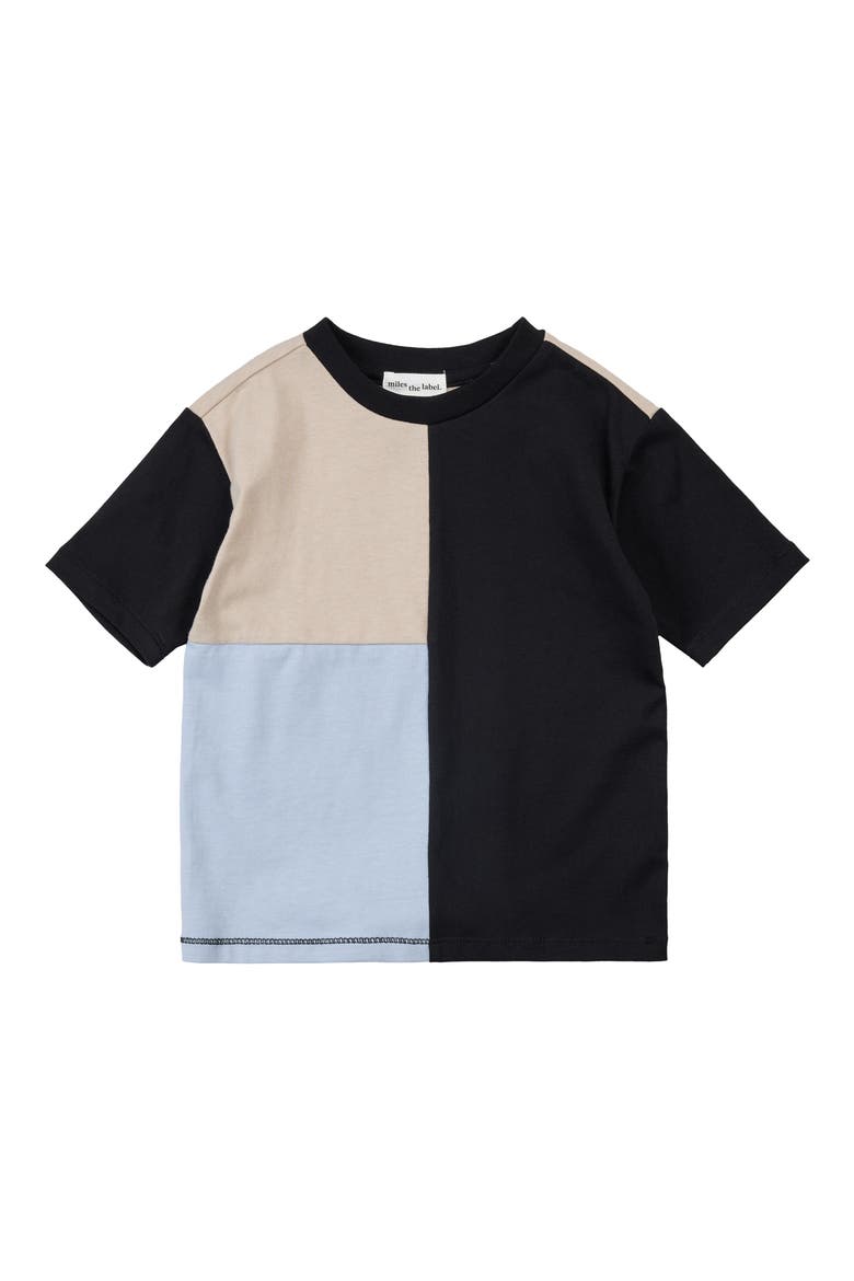 Kids' Colorblock Cotton T-Shirt, Main, color, BLACK