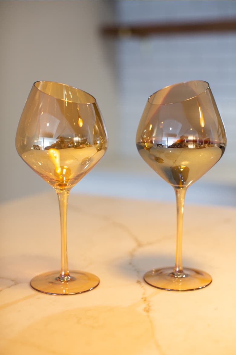 Slant Collection Red Wine Glasses, Set of 2, Gold, Alternate, color, Gold