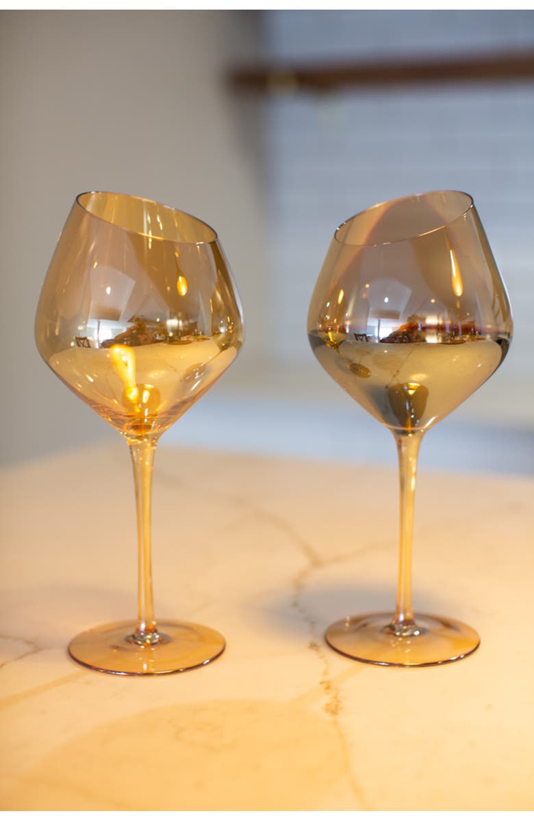 Jeanne Fitz Slant Collection Red Wine Glasses, Set of 2, Gold, Alternate, color, Gold