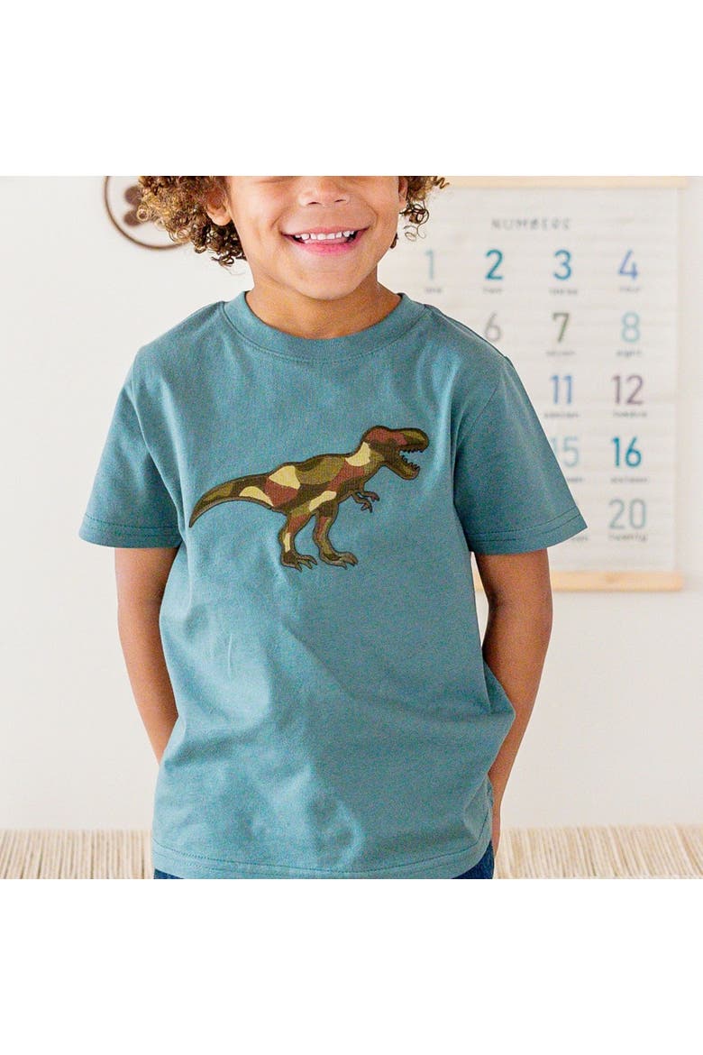 Camo Dino Patch Short Sleeve T-Shirt, Alternate, color, Hunter Green