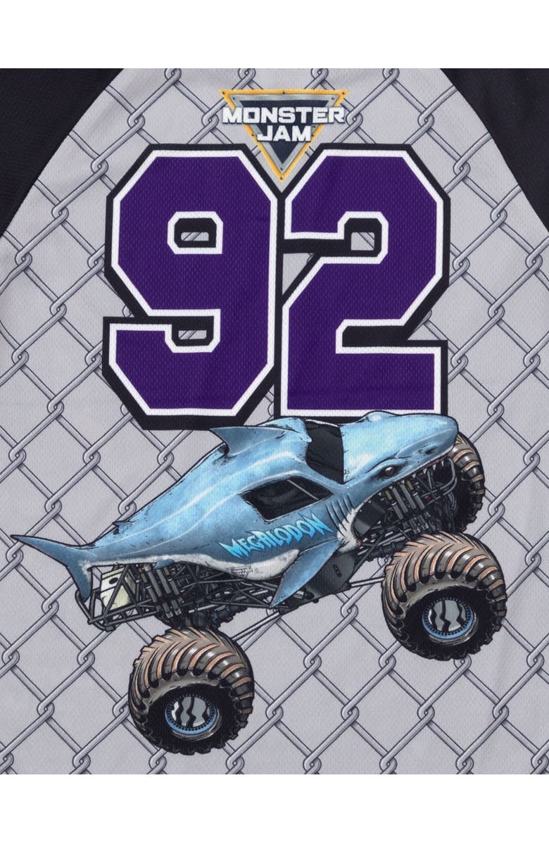 Monster Jam Athletic 2-Piece Baseball Jersey and Shorts Set, Alternate, color, Grey Monster Jam