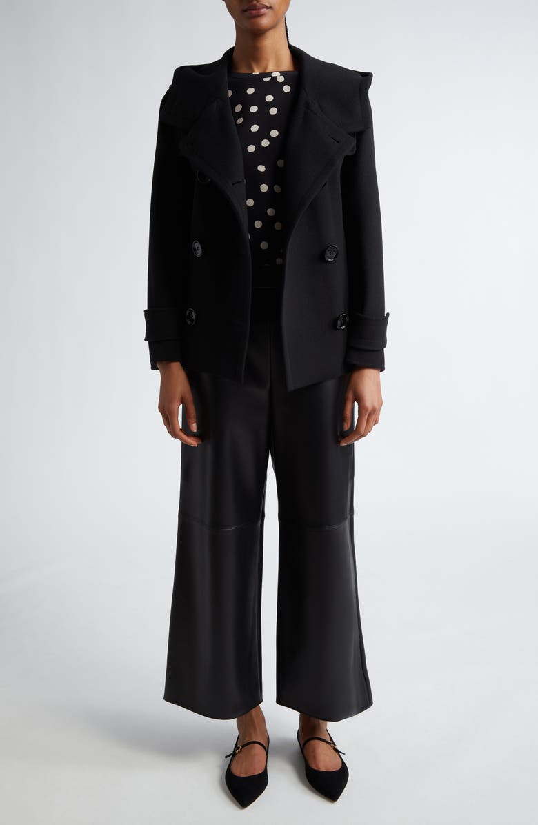 Max Mara Lucina Faux Leather Wide Leg Crop Pants, Alternate, color,