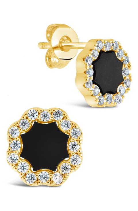 Cubic Zirconia Rose Petal Stud Earrings