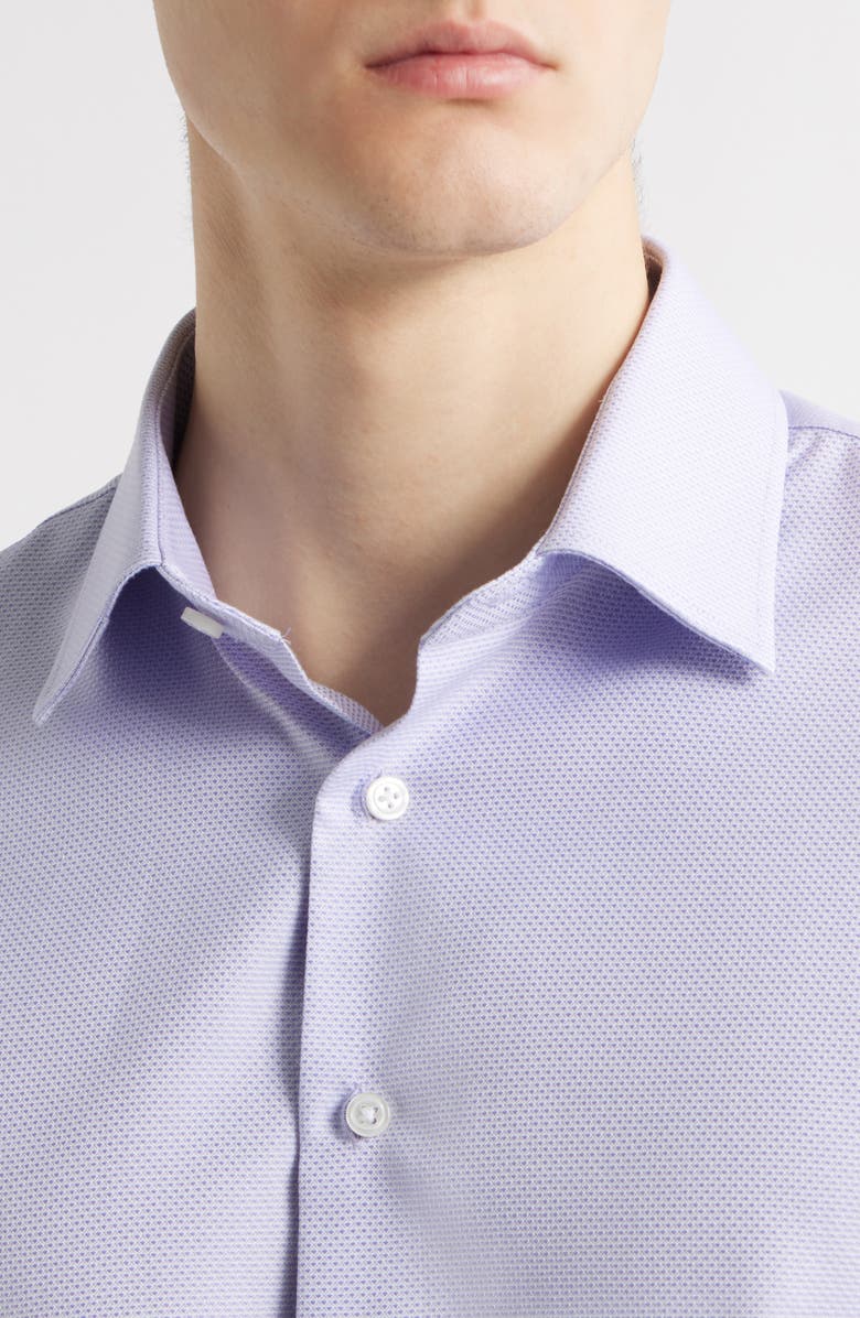 Nordstrom Premium Non-Iron Trim Fit Dress Shirt, Alternate, color, White- Purple Triangle Pat