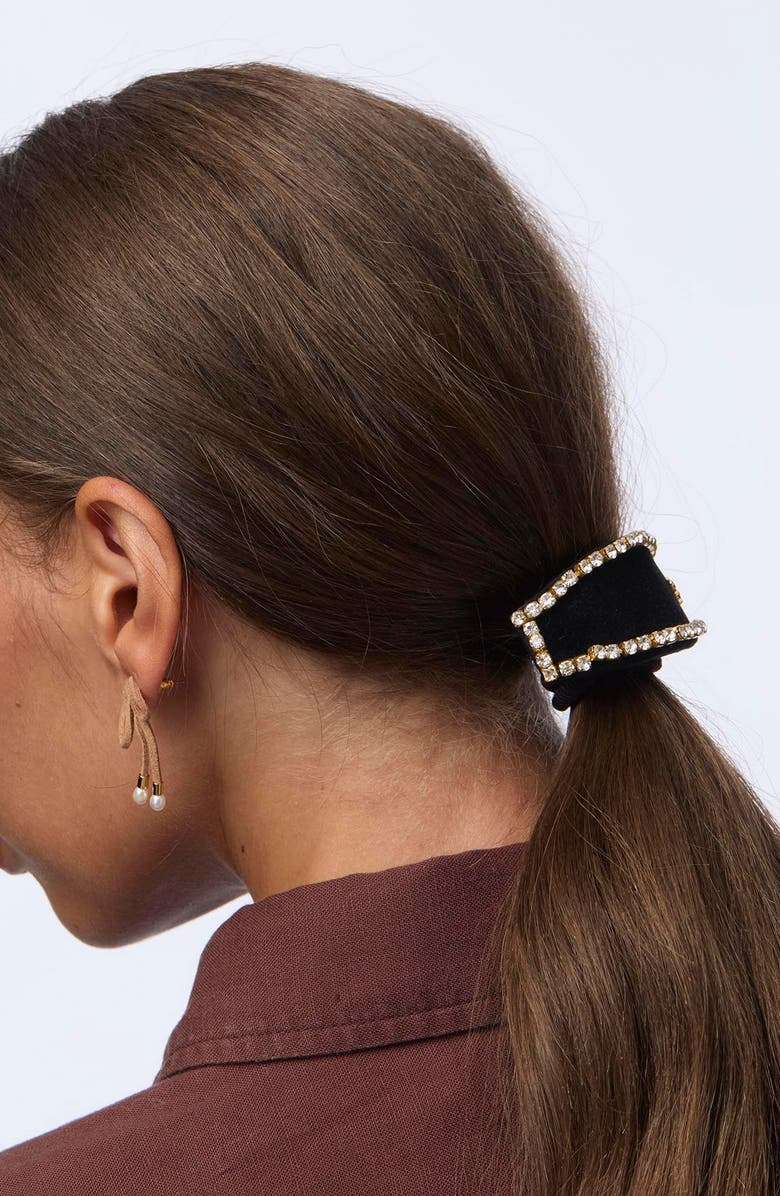 Lele Sadoughi Genie Crystal Edge Hair Tie, Alternate, color, Jet