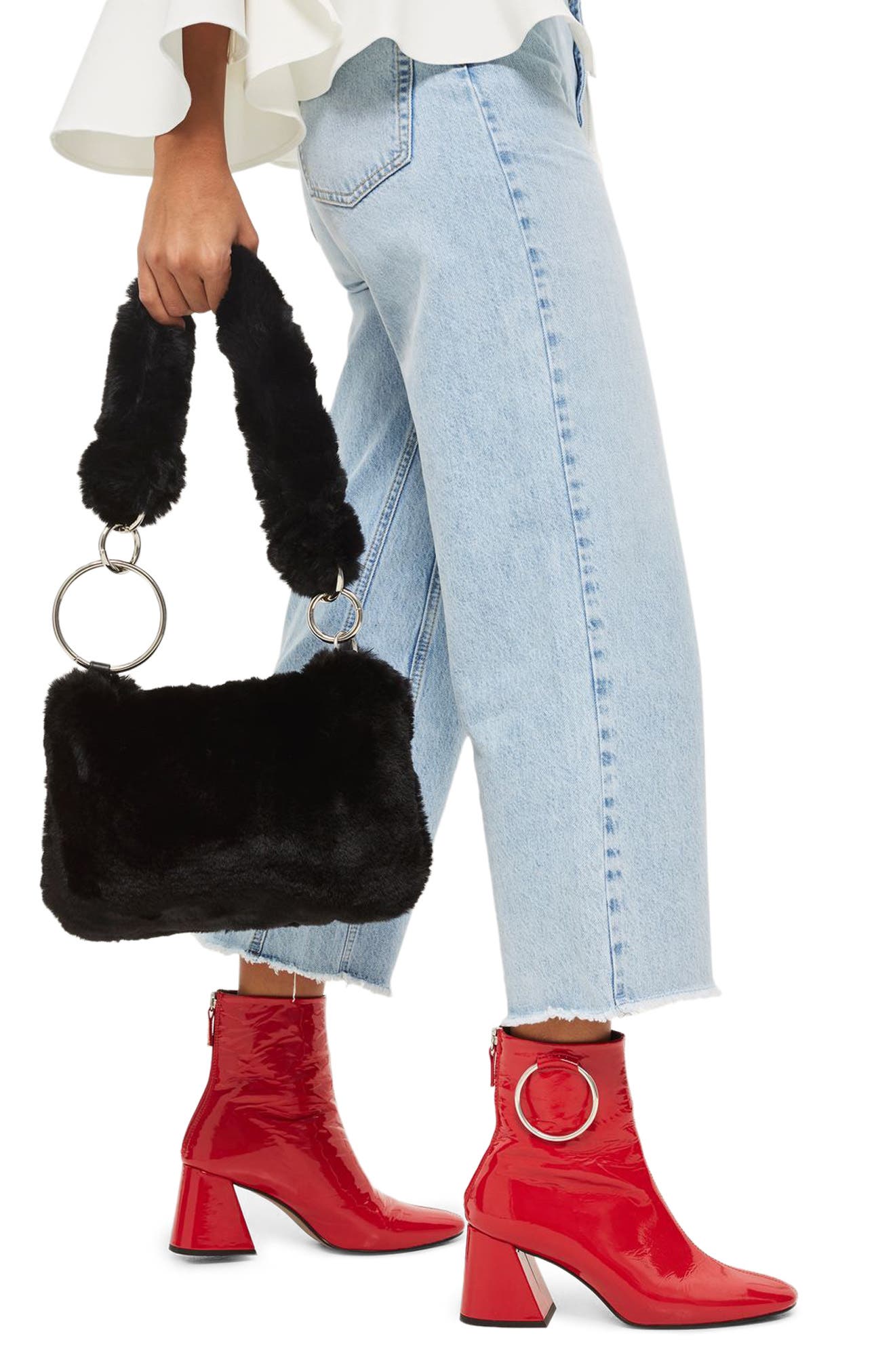 Topshop Teddy Faux Fur Shoulder Bag, Alternate, color, 