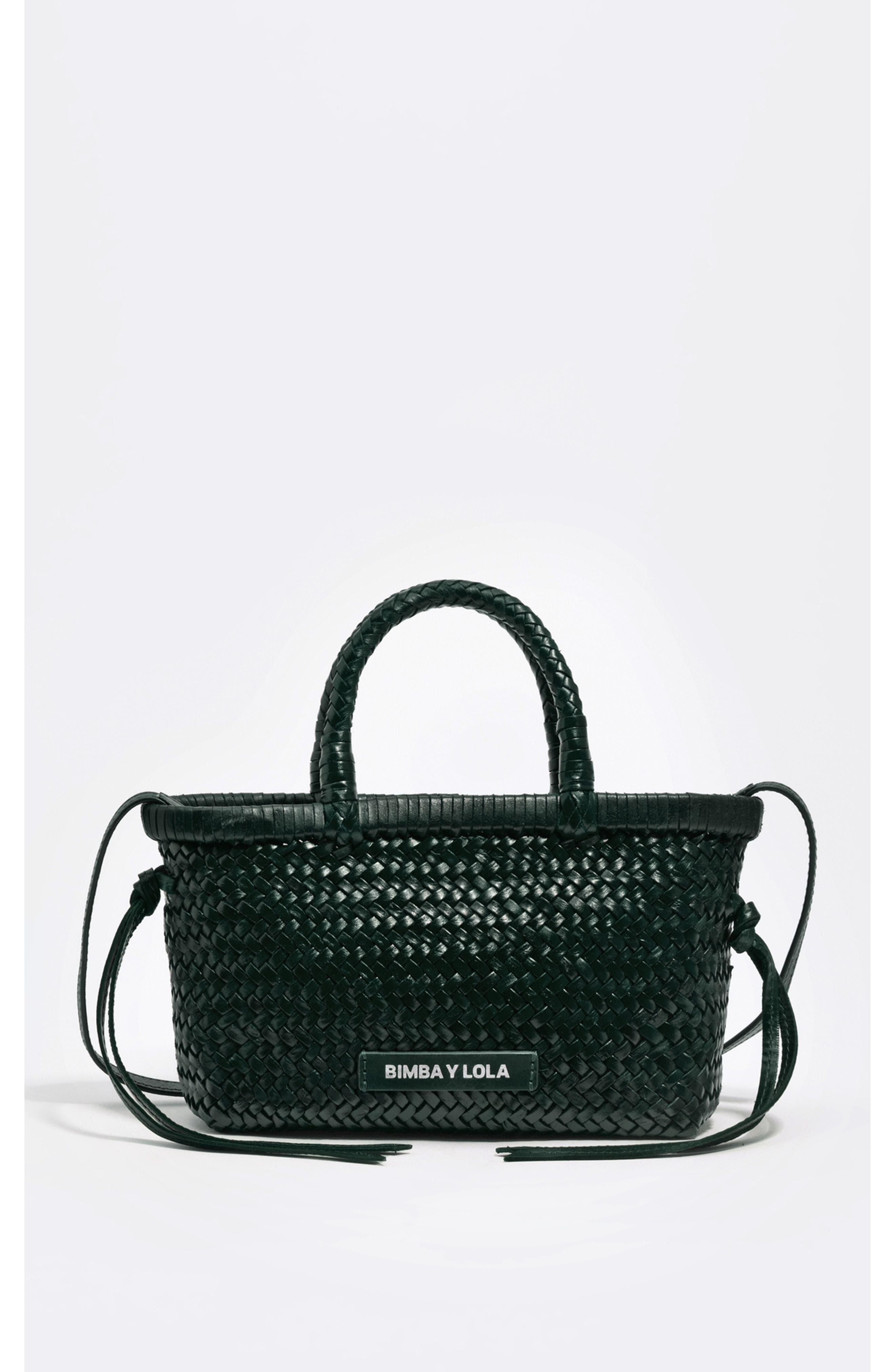 Bimba y Lola Leather Handbag, Main, color, Dark Green