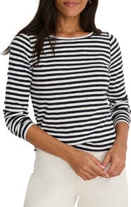 NZT by NIC+ZOE Cape Stripe Rib Cotton Blend Boat Neck T-Shirt