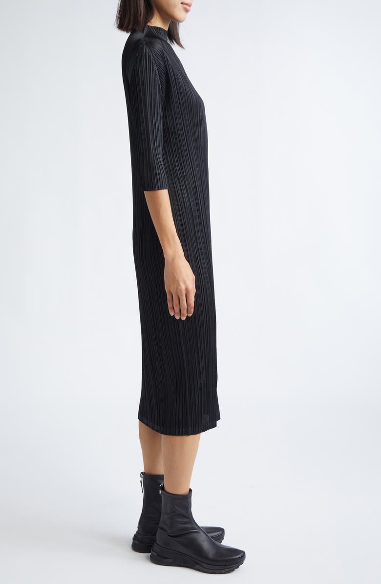 Pleats Please Issey Miyake Monthly Colors September Pleated Midi Dress, Alternate, color, Black