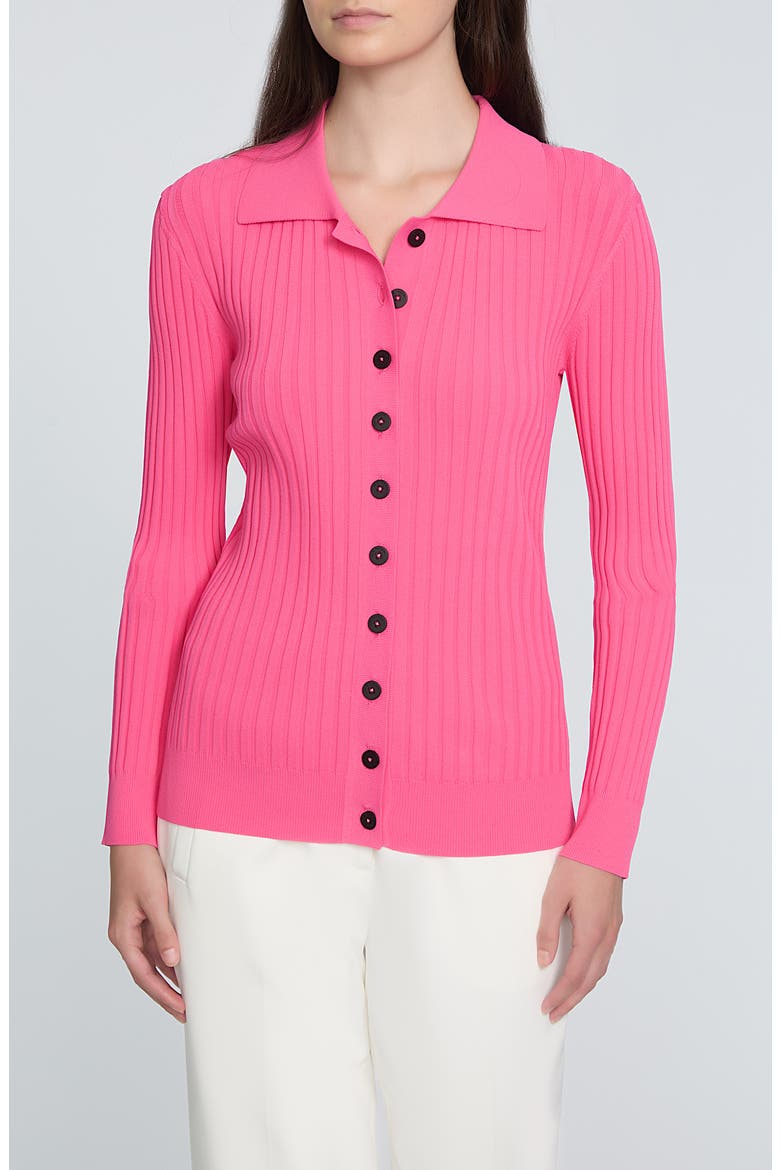 The Mariella Rib Cardigan, Main, color, HAUTE PINK