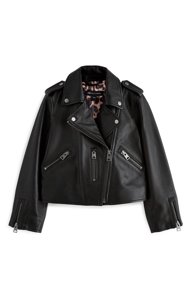smALLSAINTS by ALLSAINTS Kids' Leather Moto Jacket, Main, color, Black