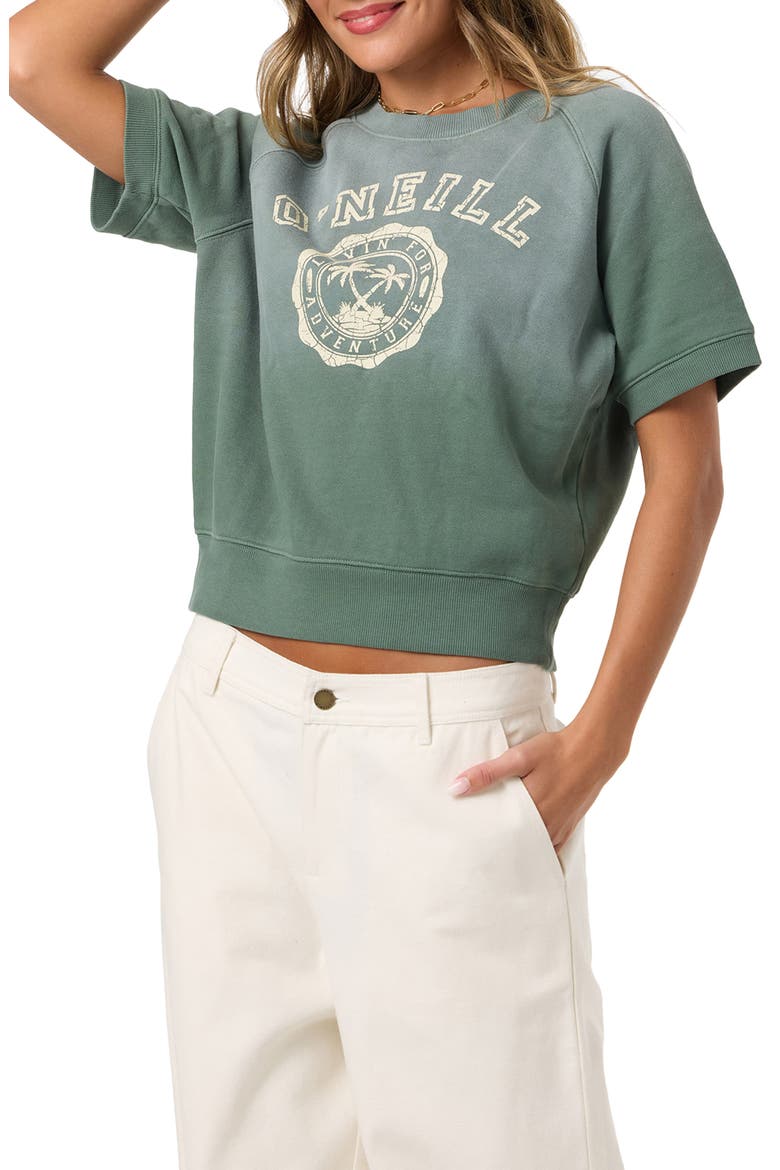 Athletic Seal Short Sleeve Fleece Graphic Sweatshirt, Alternate, color, DARK FOREST