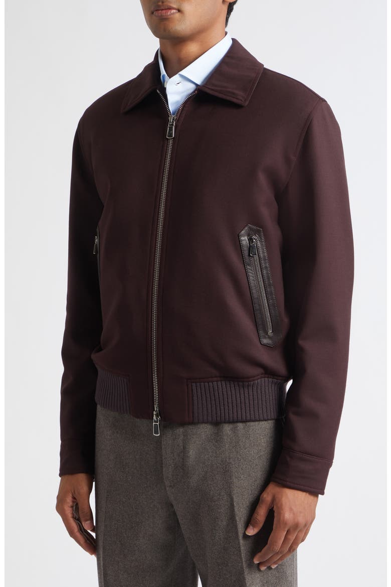 Aviator Scuba Stretch Wool Jacket, Alternate, color, PURPLE 280
