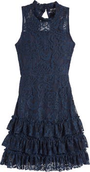 Ava & Yelly Kids' Chacha Lace Overlay Party Dress