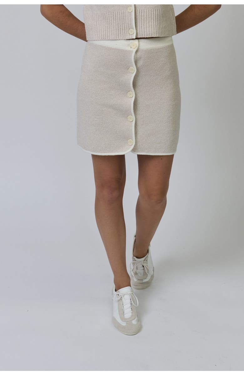 Central Park West Celeste Tweed Yarn Skirt, Main, color, Sand