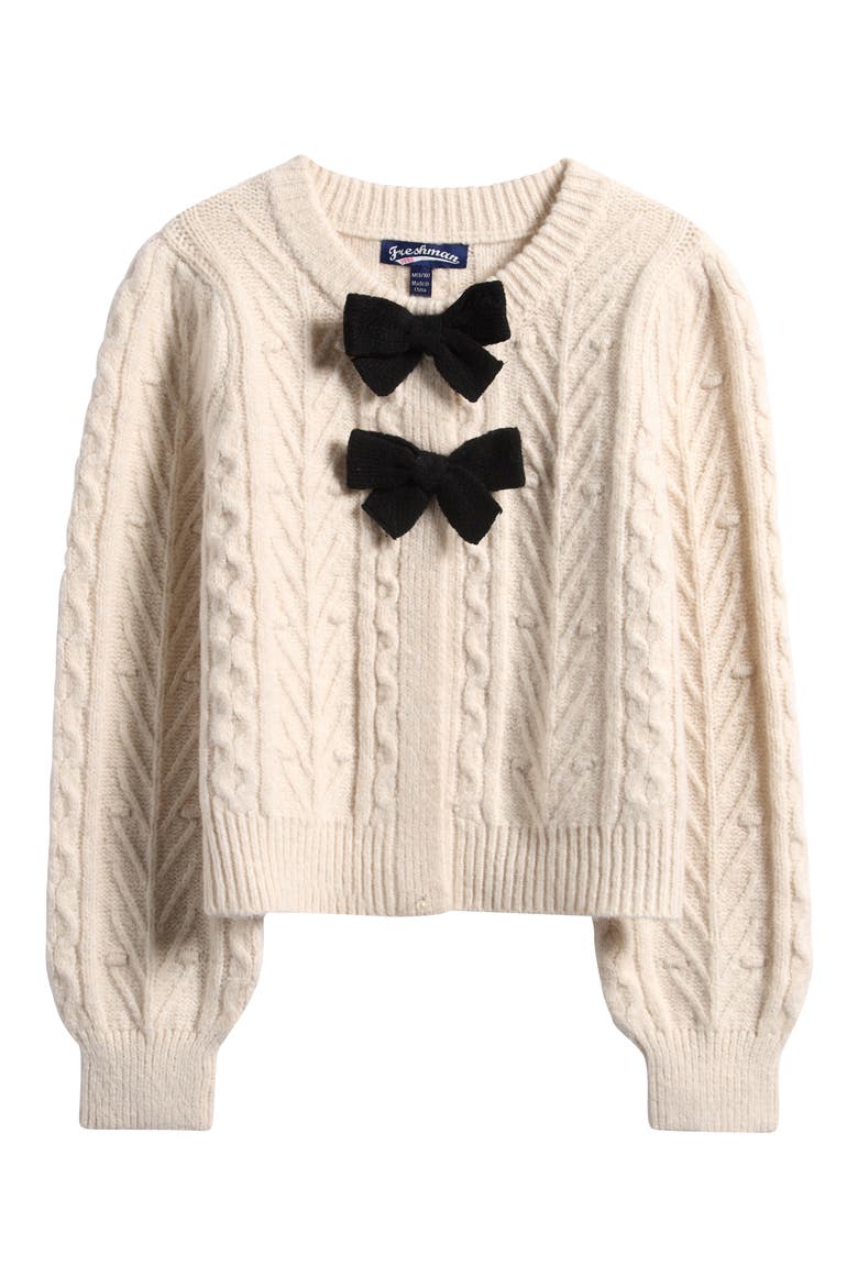 Kids' Bow Cardigan, Main, color, IVORY/ BLACK
