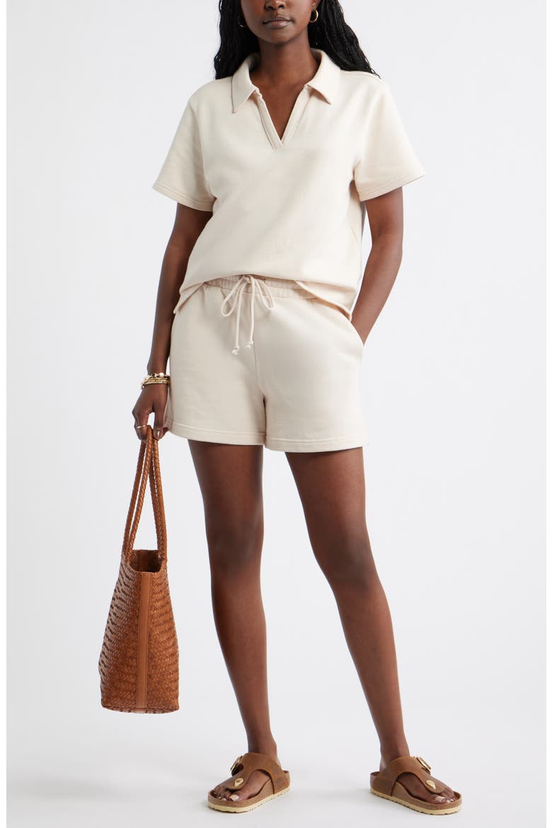French Terry Drawstring Shorts, Alternate, color, BEIGE SHELL