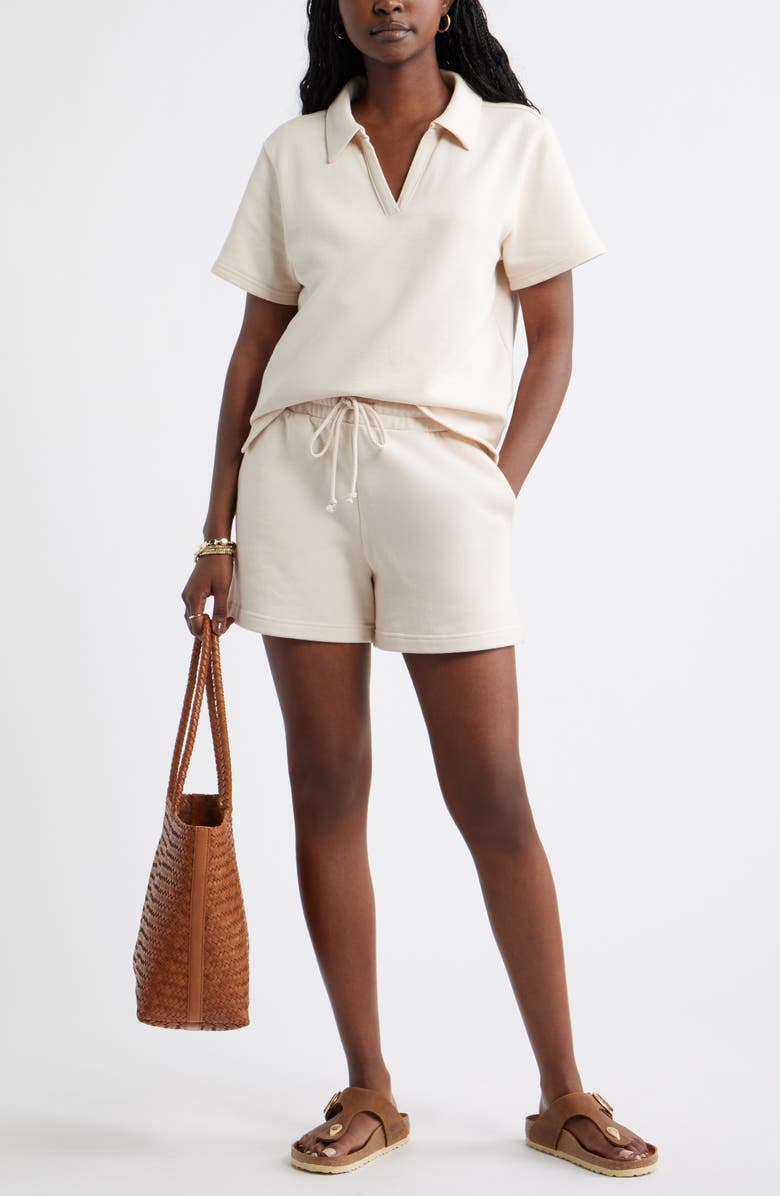 Caslon<sup>®</sup> French Terry Drawstring Shorts, Alternate, color, Beige Shell