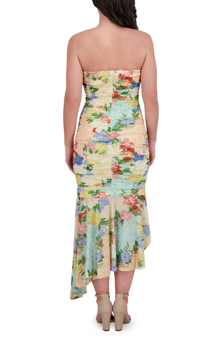 Siena Printed Mesh High Low Midi Dress, Alternate, color, Yellow Multi