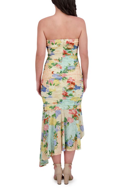 Siena Printed Mesh High Low Midi Dress In Multi