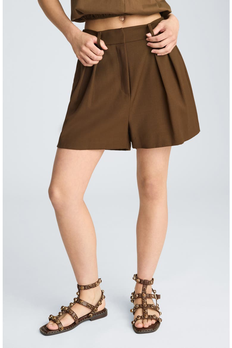 Pleated Shorts, Alternate, color, BRUNETTE