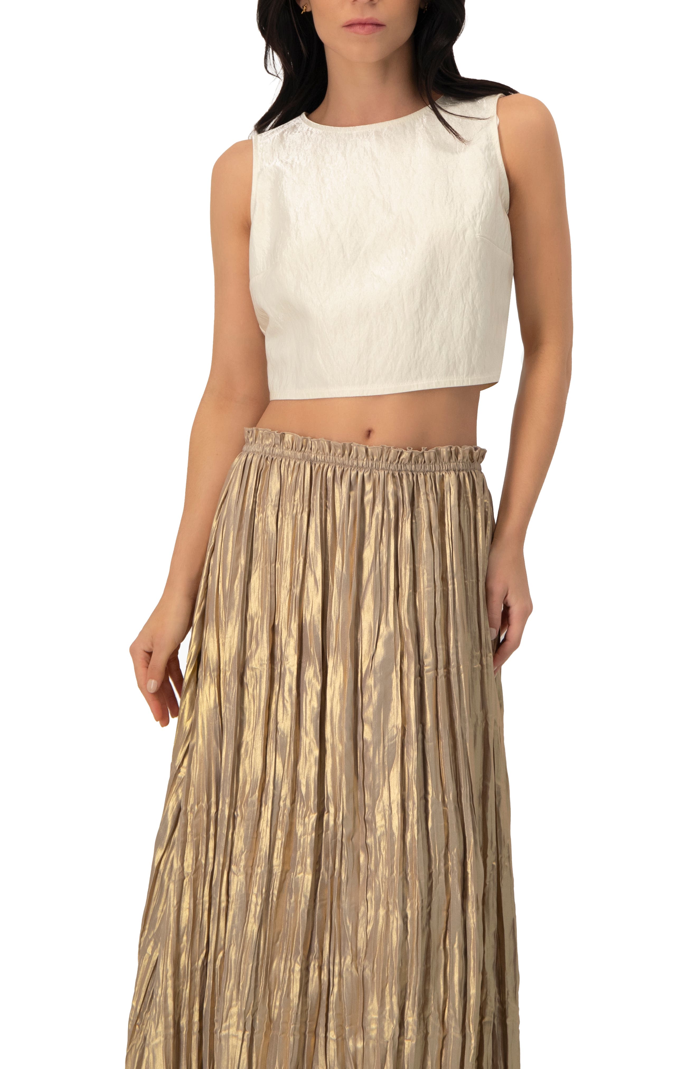 Cropped Sleeveless Top with Back Zip