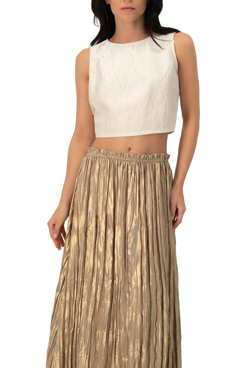 Cropped Sleeveless Top with Back Zip, Main, color, Natural