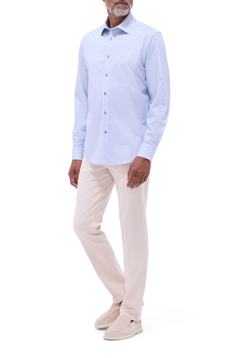Bugatchi James OoohCotton<sup>®</sup> Geometric Print Button-Up Shirt, Alternate, color, Air Blue